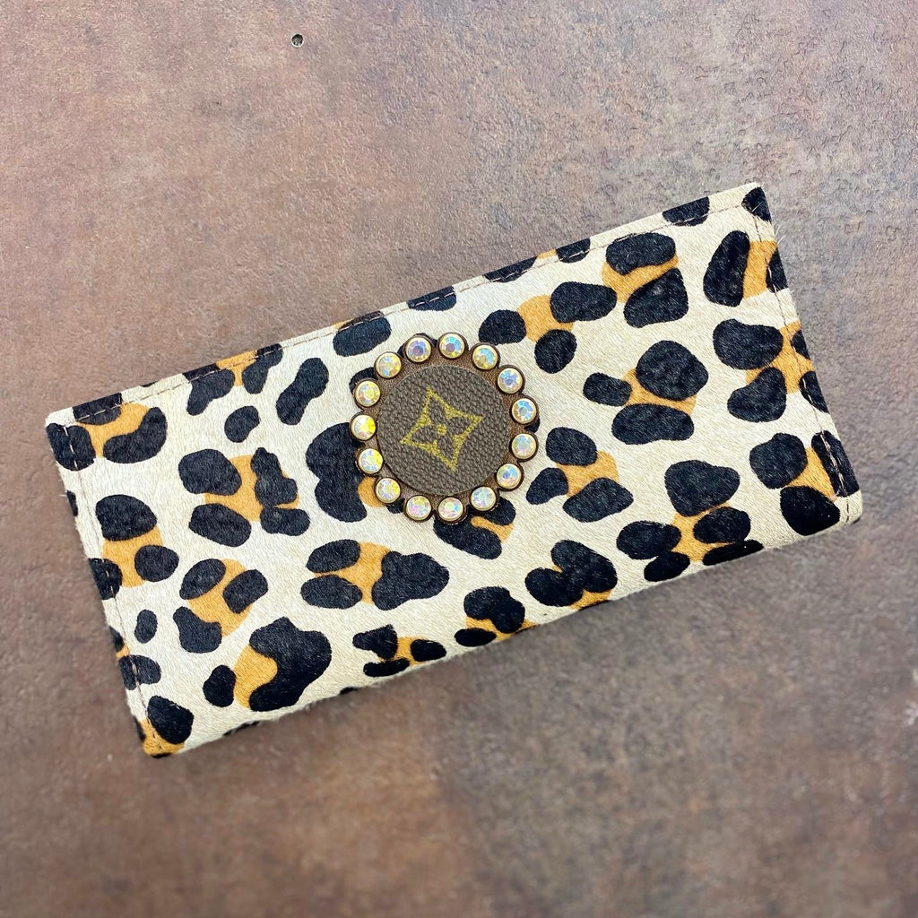 Leopard Hide Up Cycled Leather Wallet