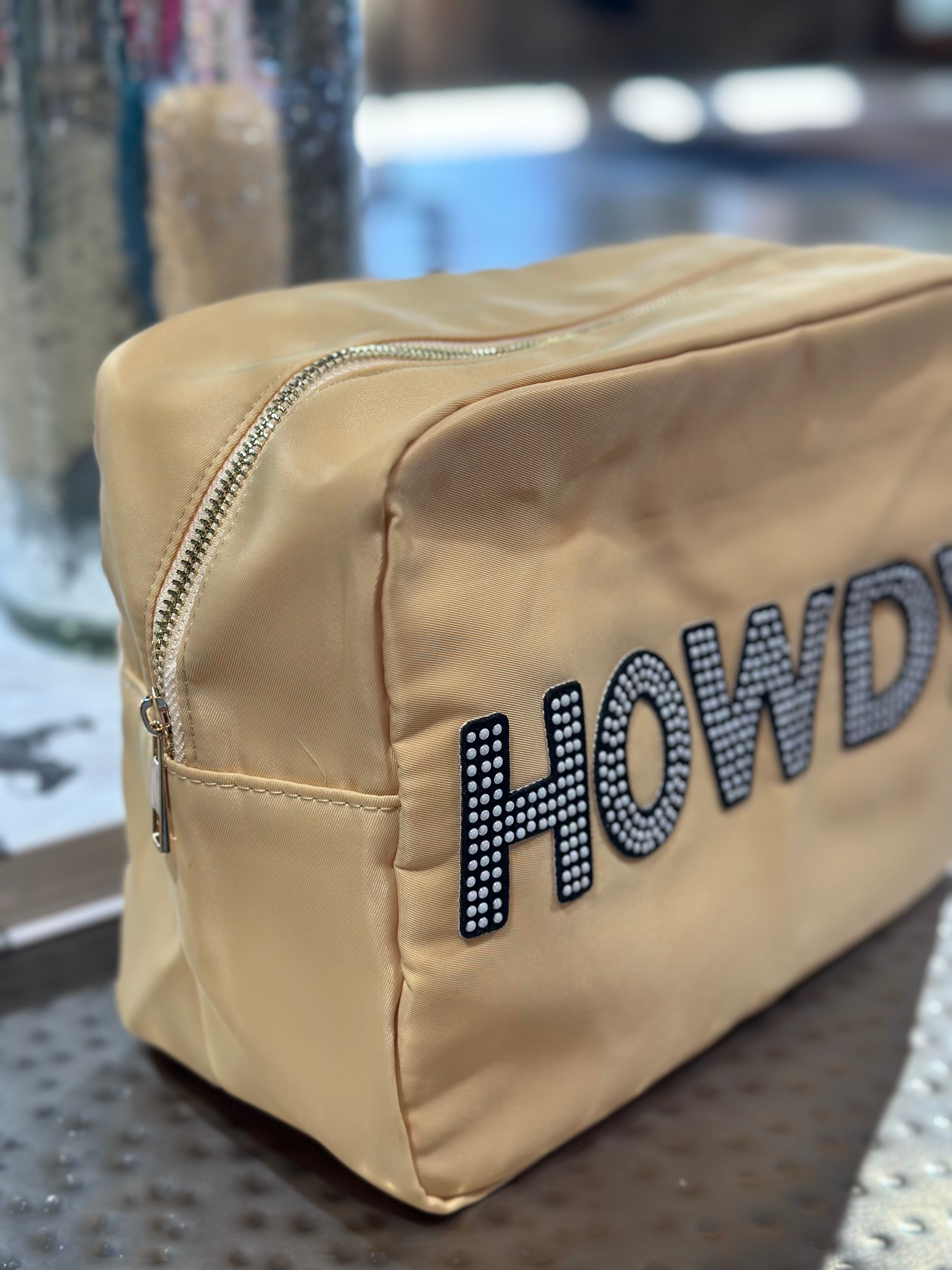 HOWDY Tan XL Cosmetic Bag