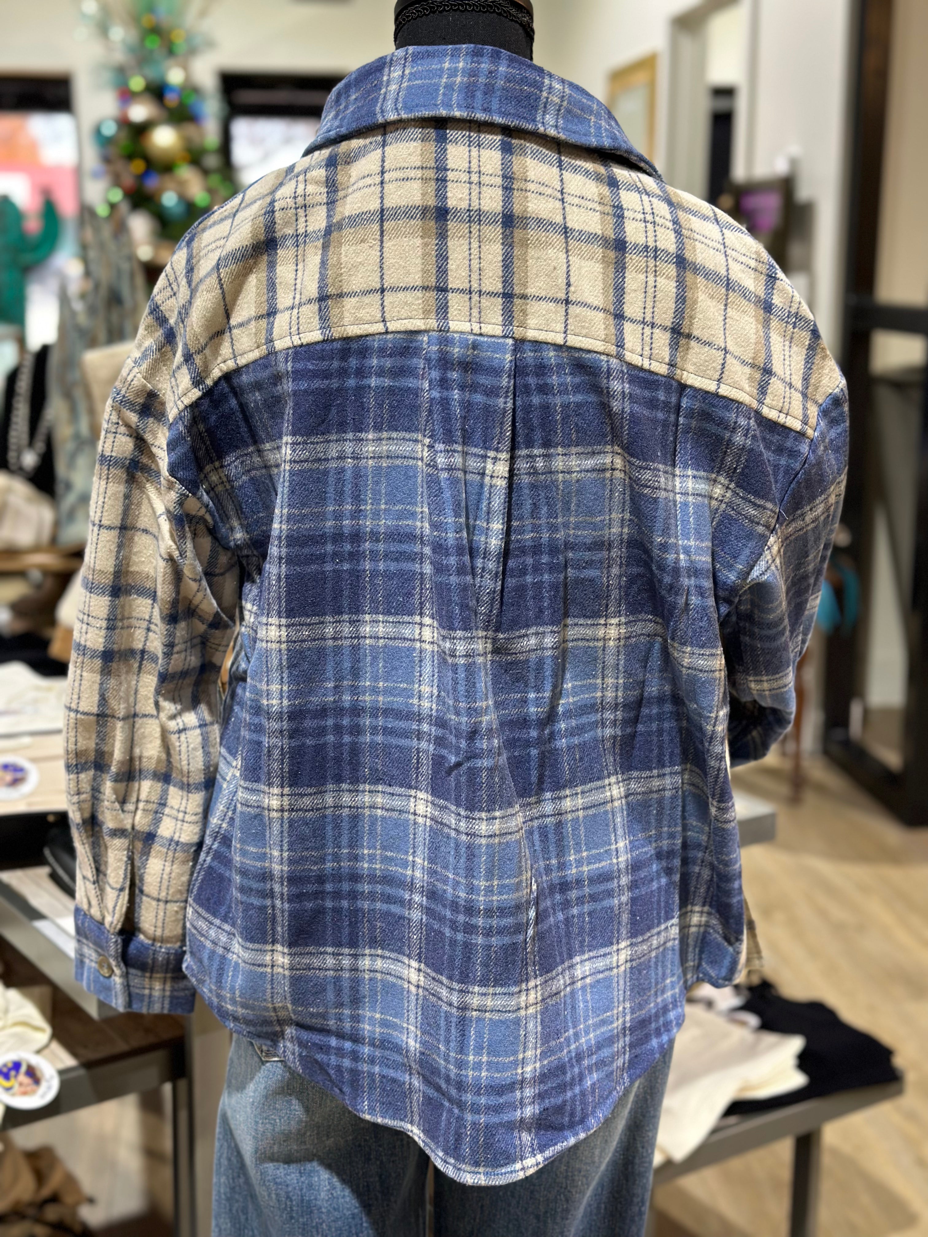 The Lane Blue Patchwork Flannel