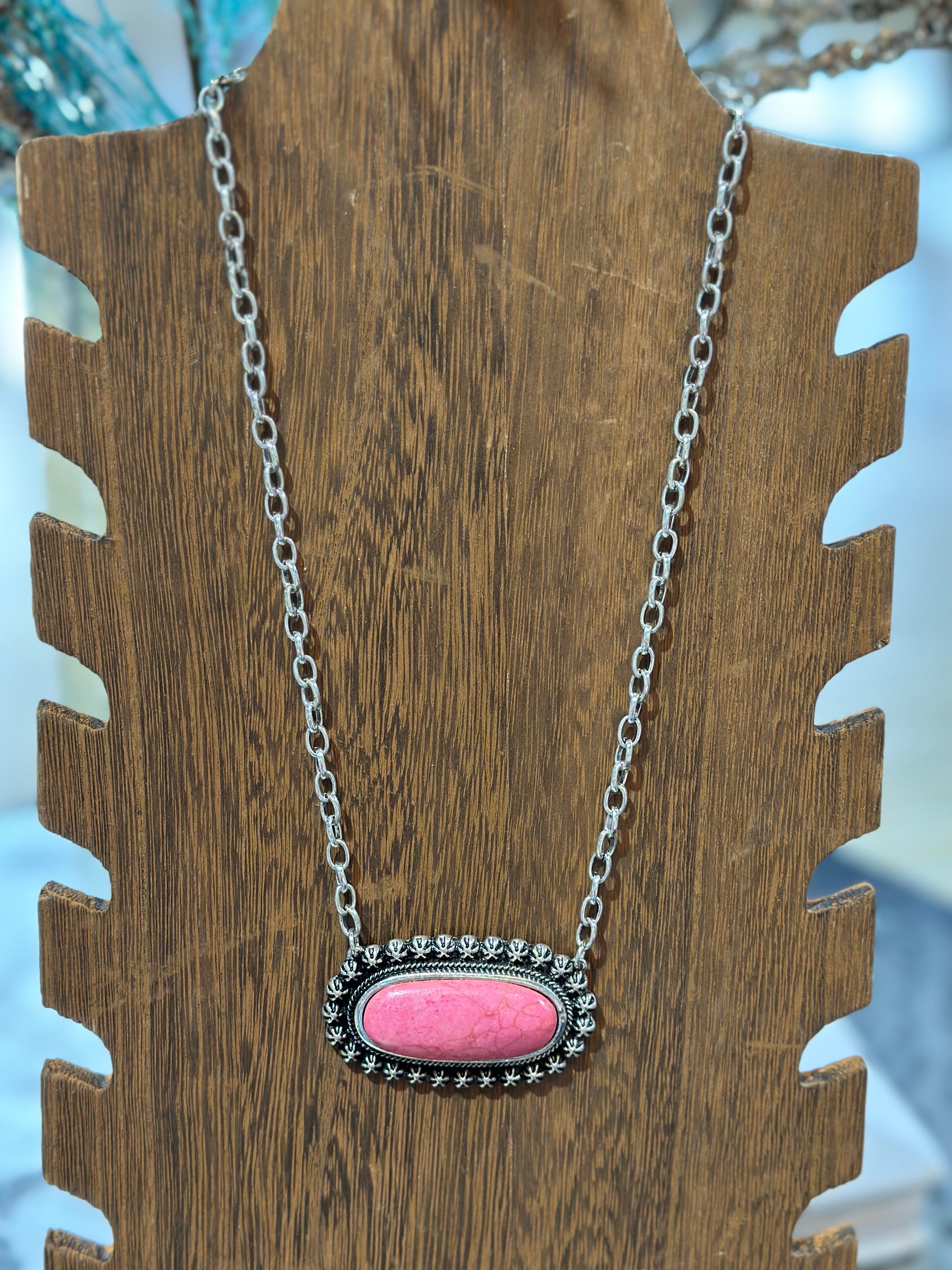 Pink Stone Statement Necklace