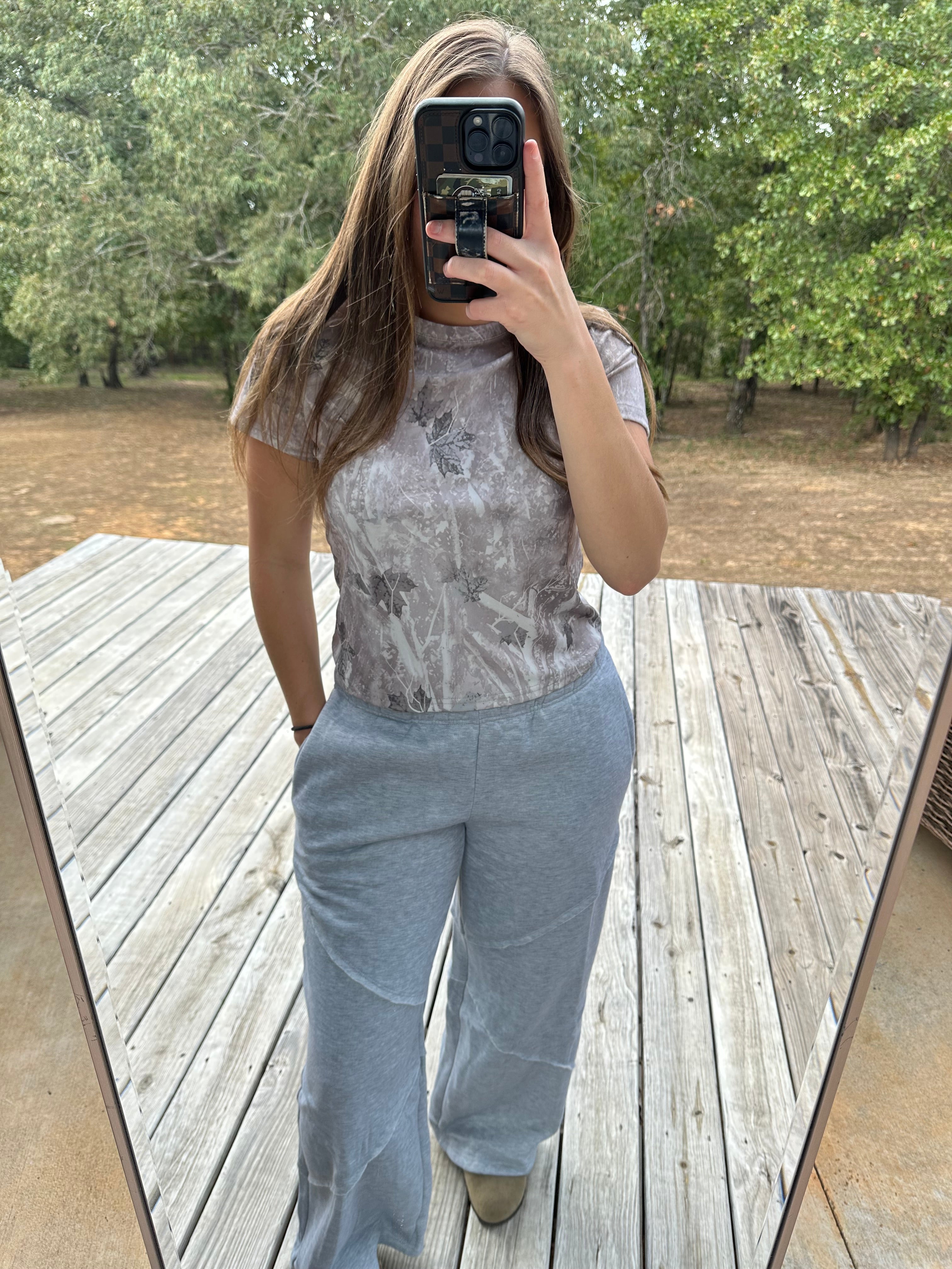 Grey Wide Leg Sweat Pant