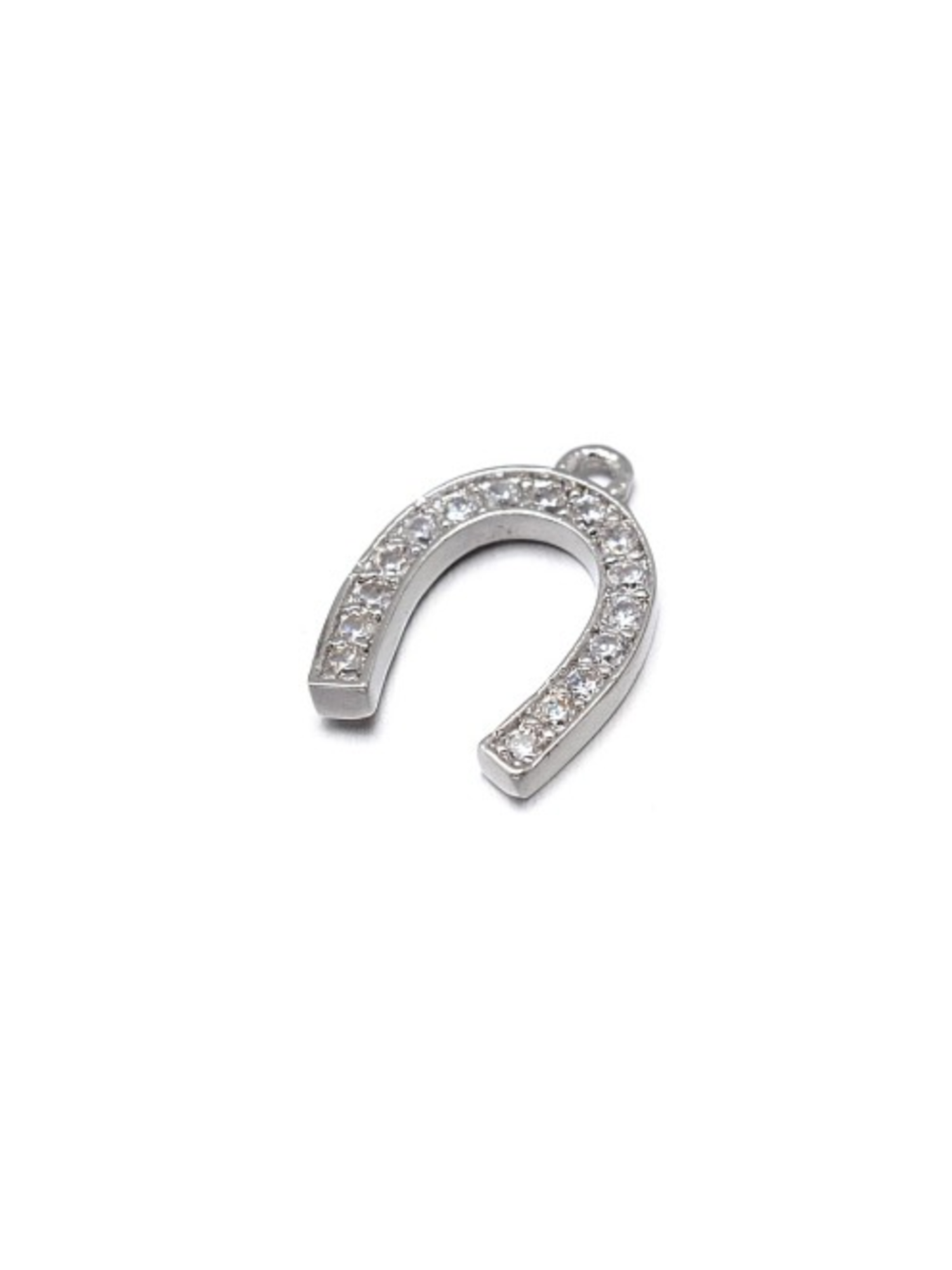 Silver Crystal Horseshoe Charm