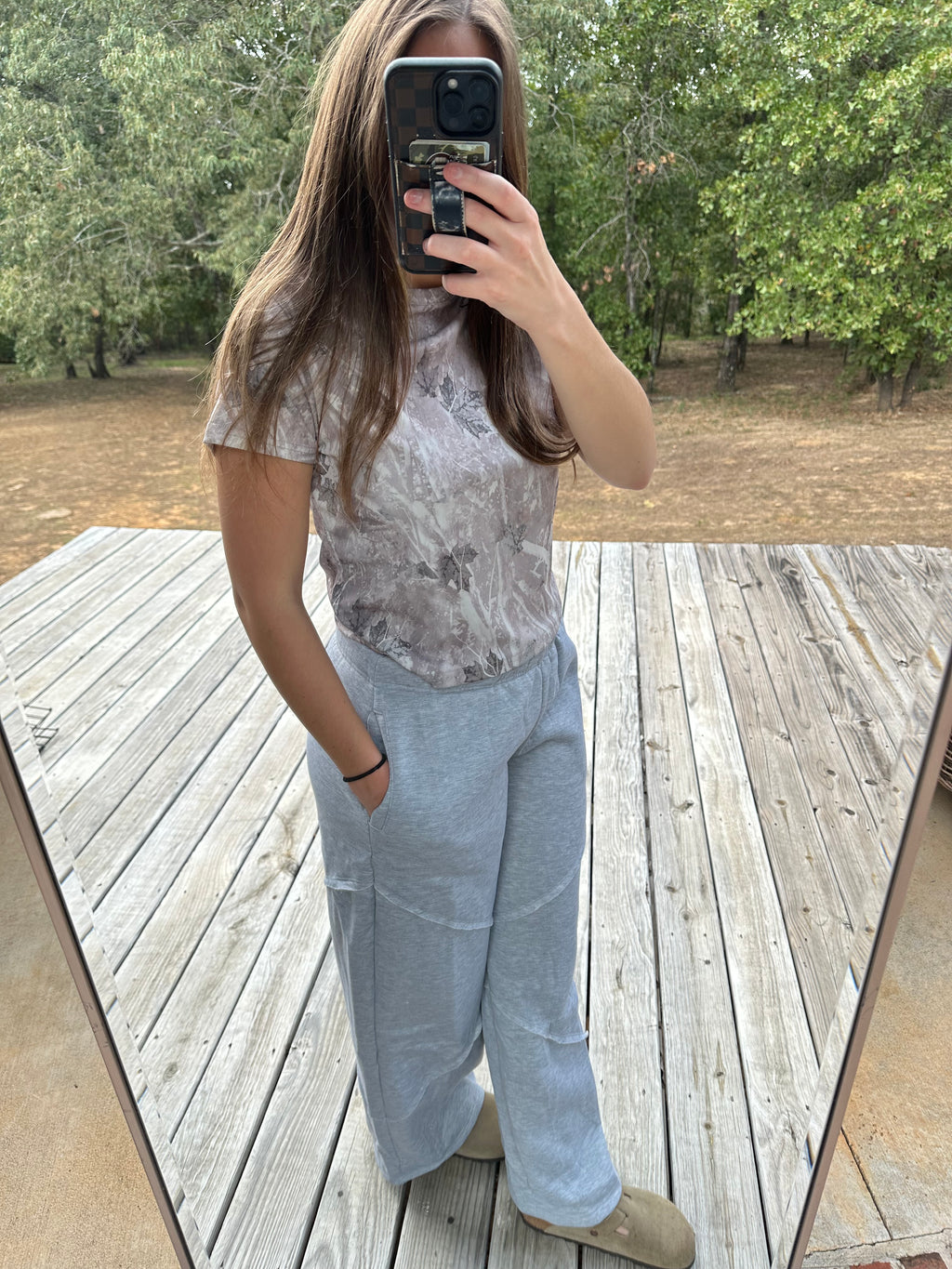 Grey Wide Leg Sweat Pant
