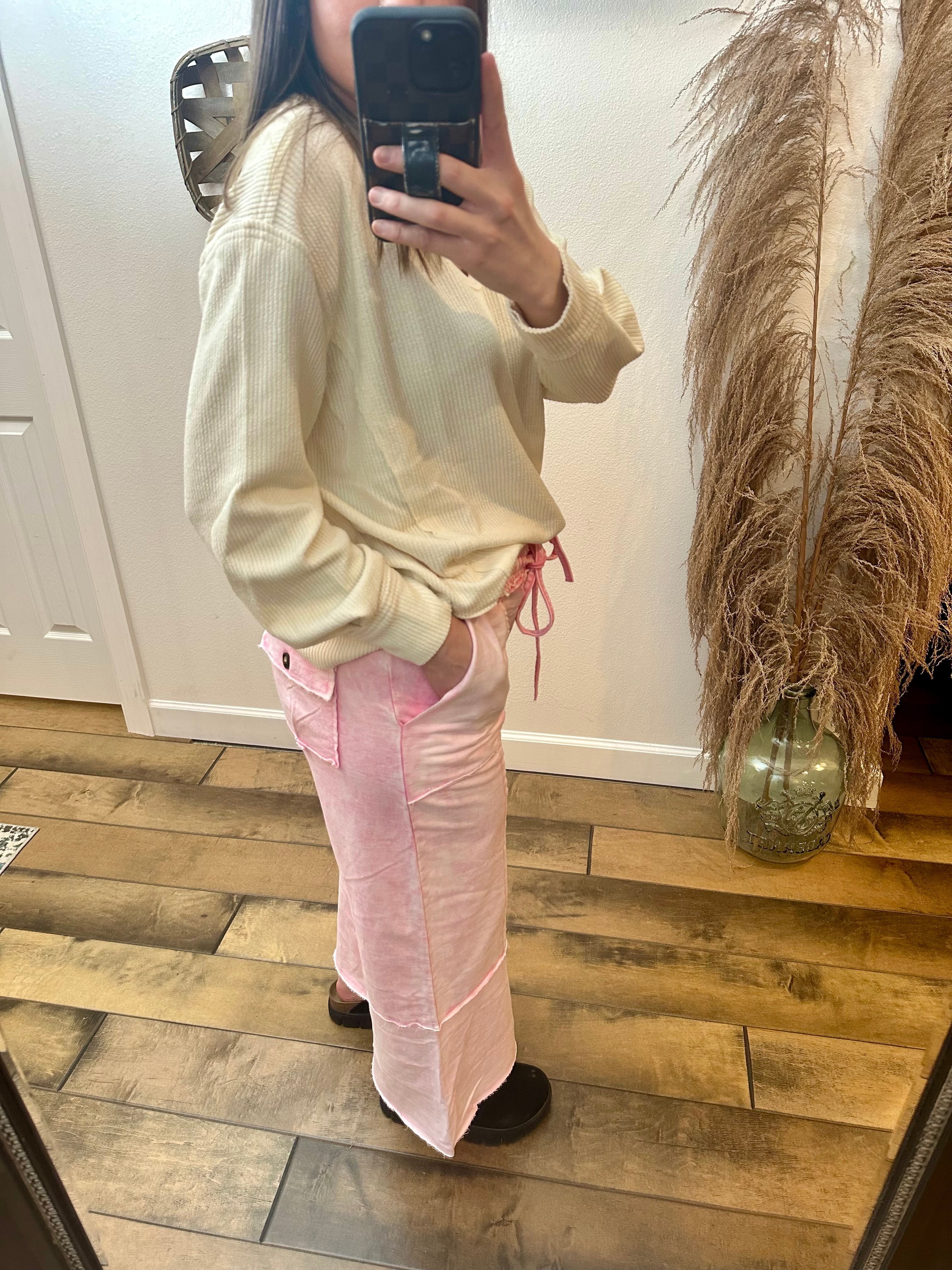 Joann Pink Mineral Wash Pants