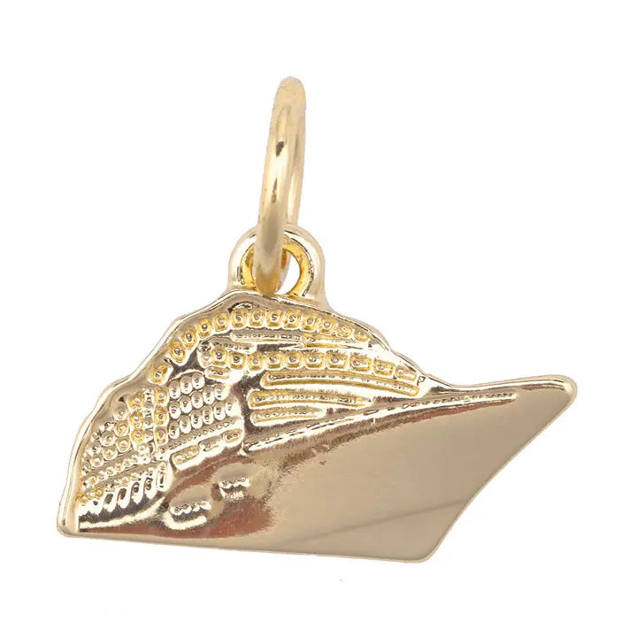 Cruise Ship Charm in Shiny Gold