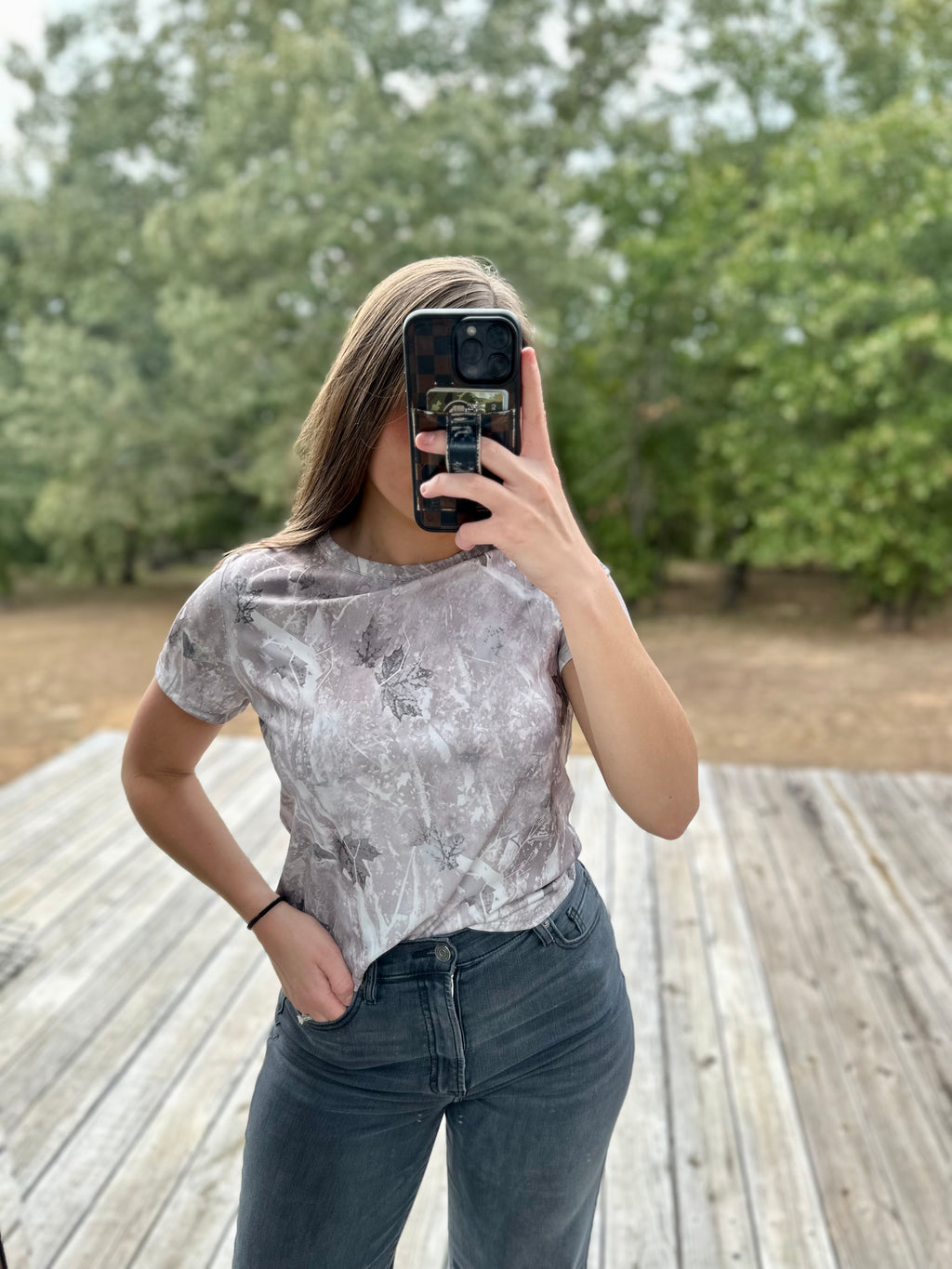 Light Grey Camo Cropped Top
