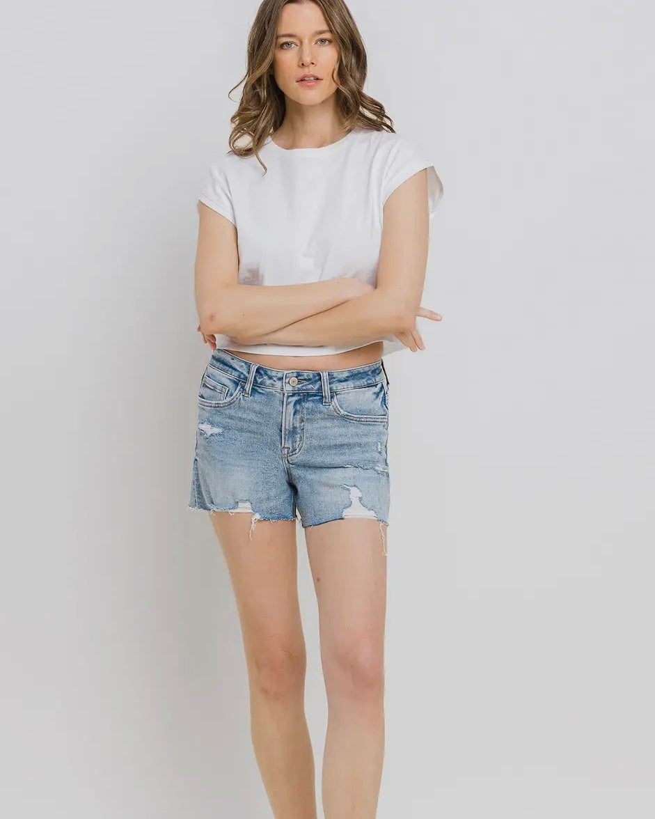Eva Distressed Denim Shorts