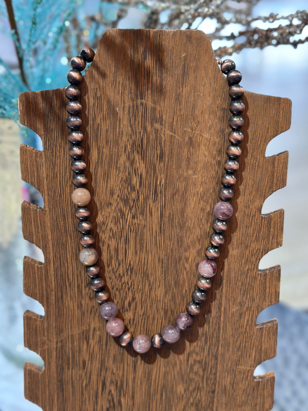 Mauve & Copper Bead Necklace