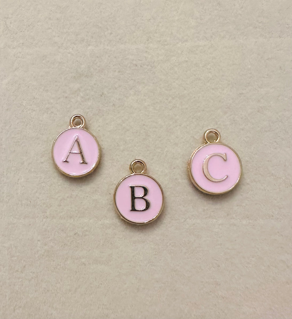 Round Initial Charm-Pink