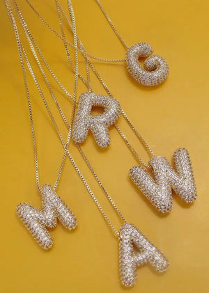 Bubble Rhinestone Initial Necklace