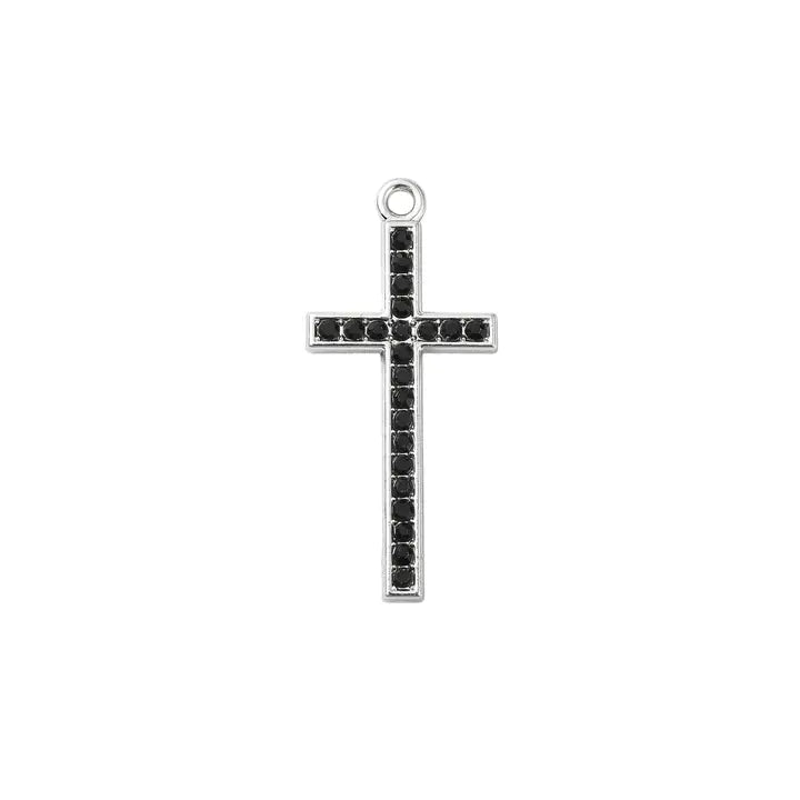 Silver Black Rhinestone Charm