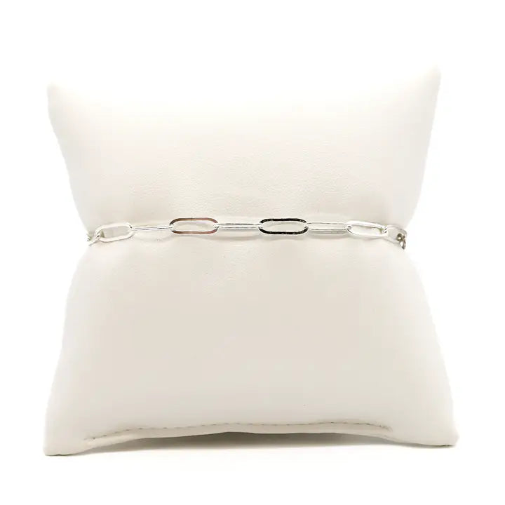 Silver Ashley Paperclip Charm Bracelet