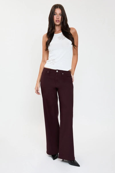 Wide Leg Pants In Dark Berry