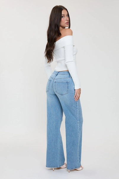 Asymmetrical Wide Leg Jeans
