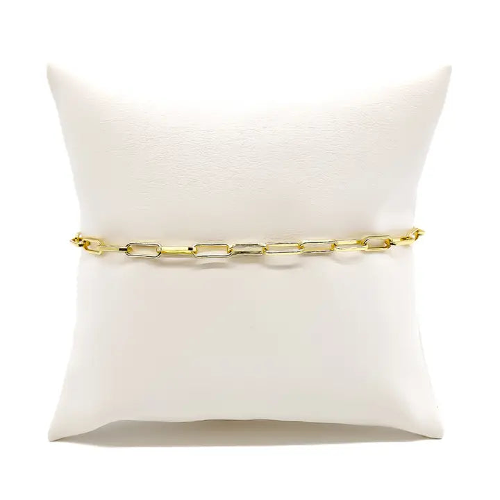 Gold Ashley Paperclip Charm Bracelet