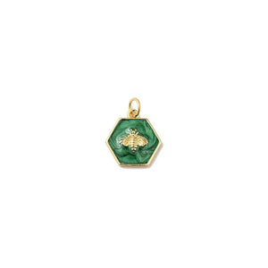 Gold And Green Hexagon Bee Charm