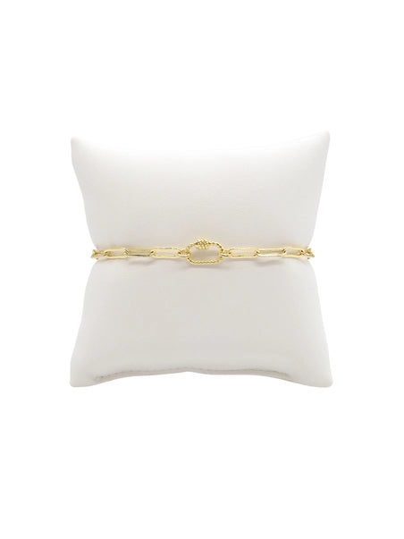 Gold Ashley Paperclip Charm Bracelet with Micro Bella Carabiner