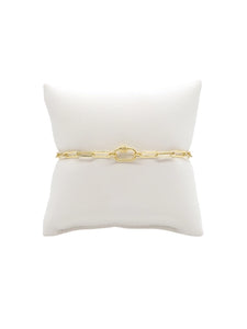 Gold Ashley Paperclip Charm Bracelet with Micro Bella Carabiner