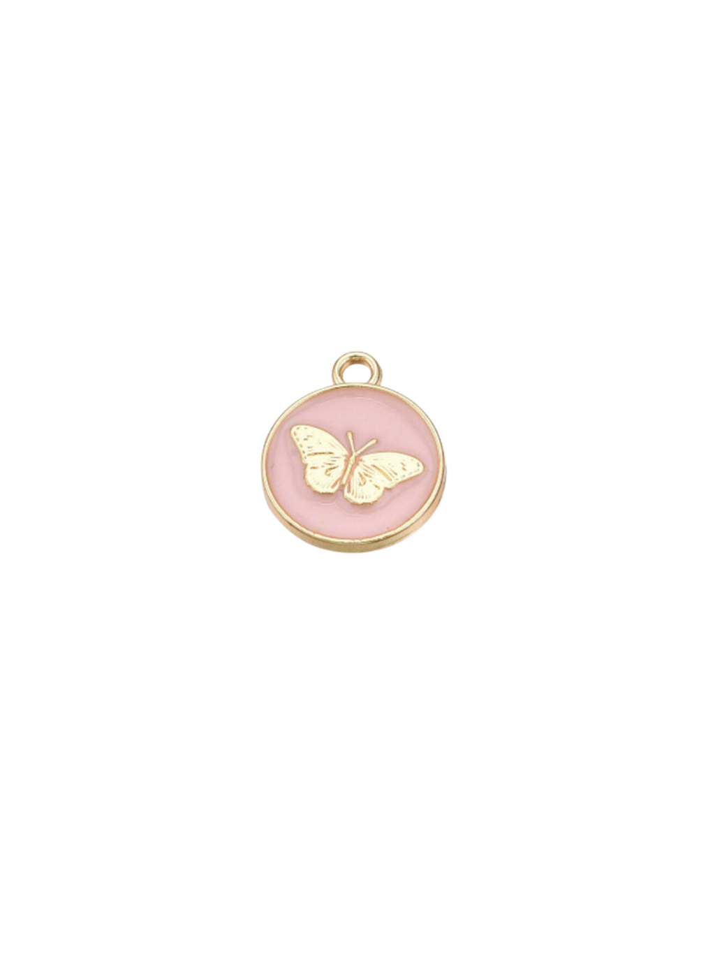 Gold Pink Butterfly Charm