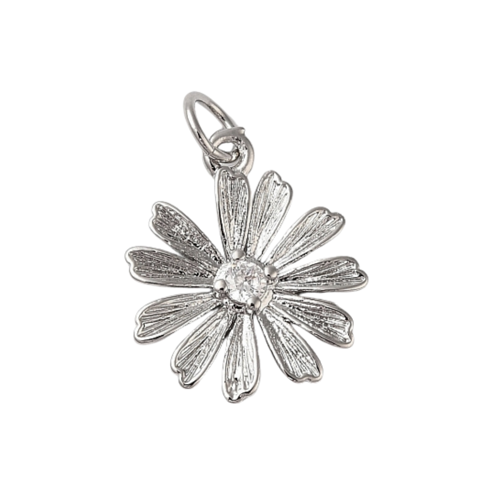 Silver Crystal Daisy Charm