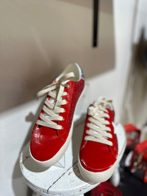 Red Shimmer Sneakers
