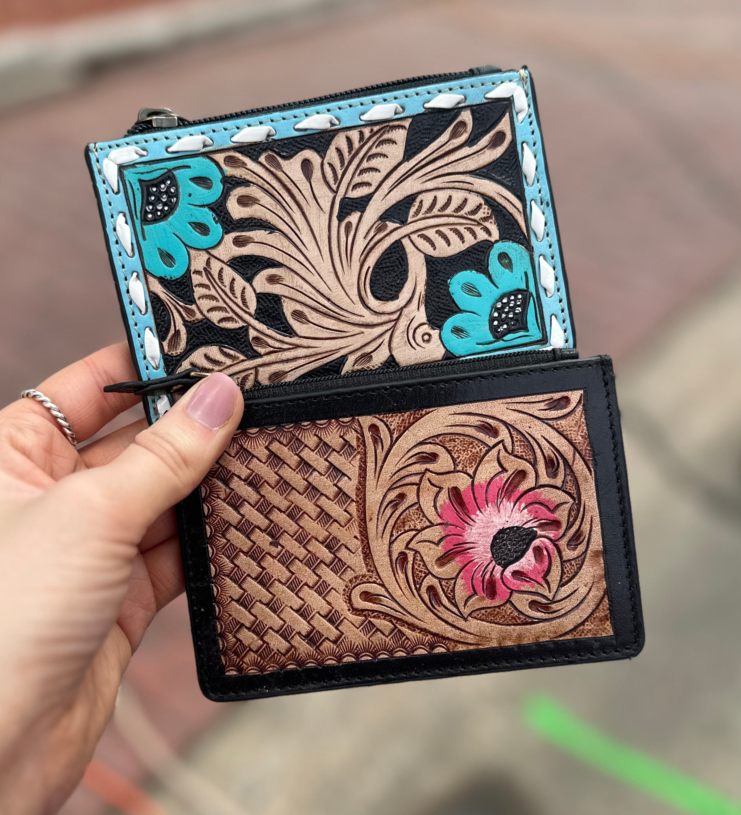 Tooled Leather Credit Card Holder