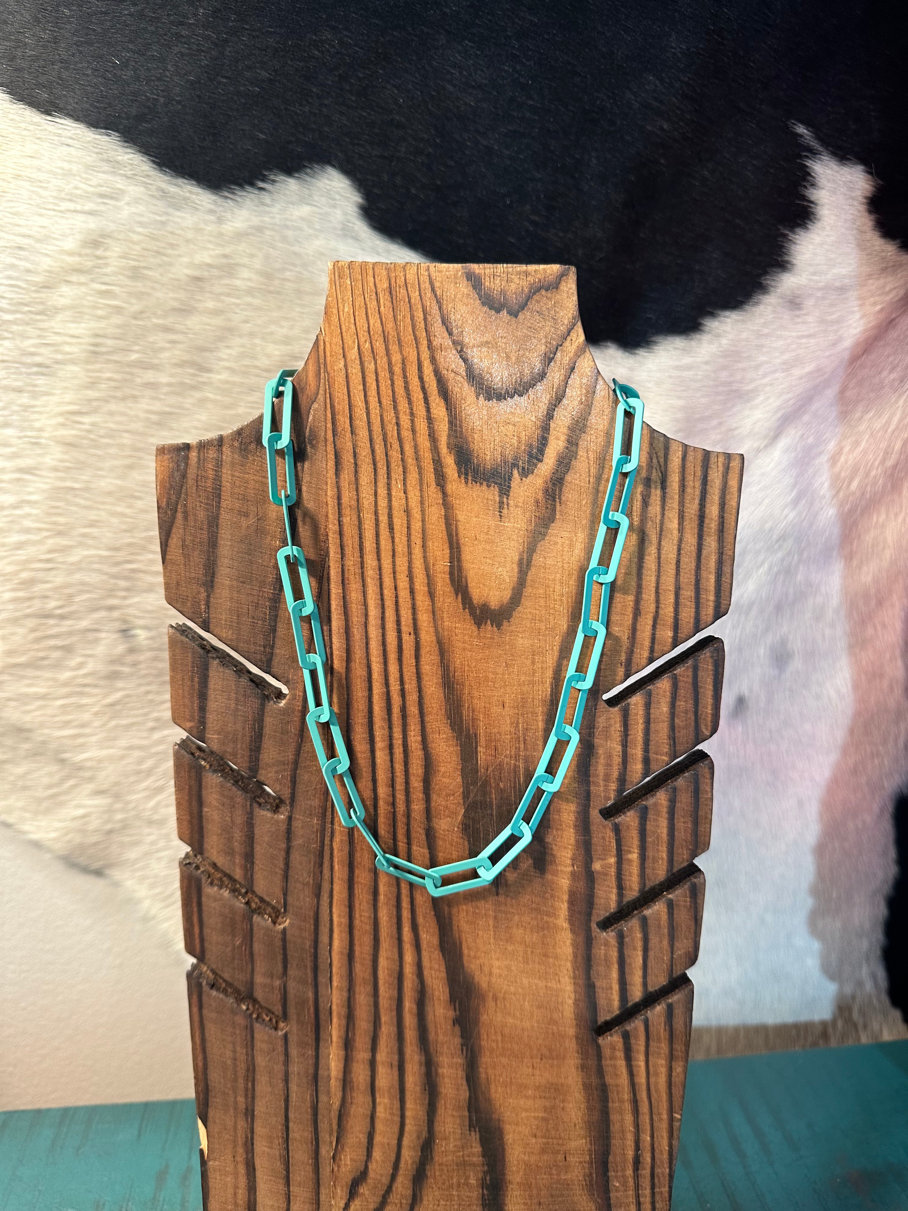 Teal Chain Fashion Necklace