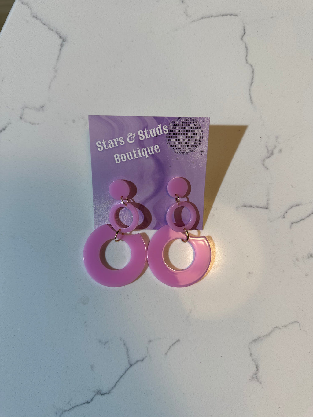 Circle Pink Statement Earrings