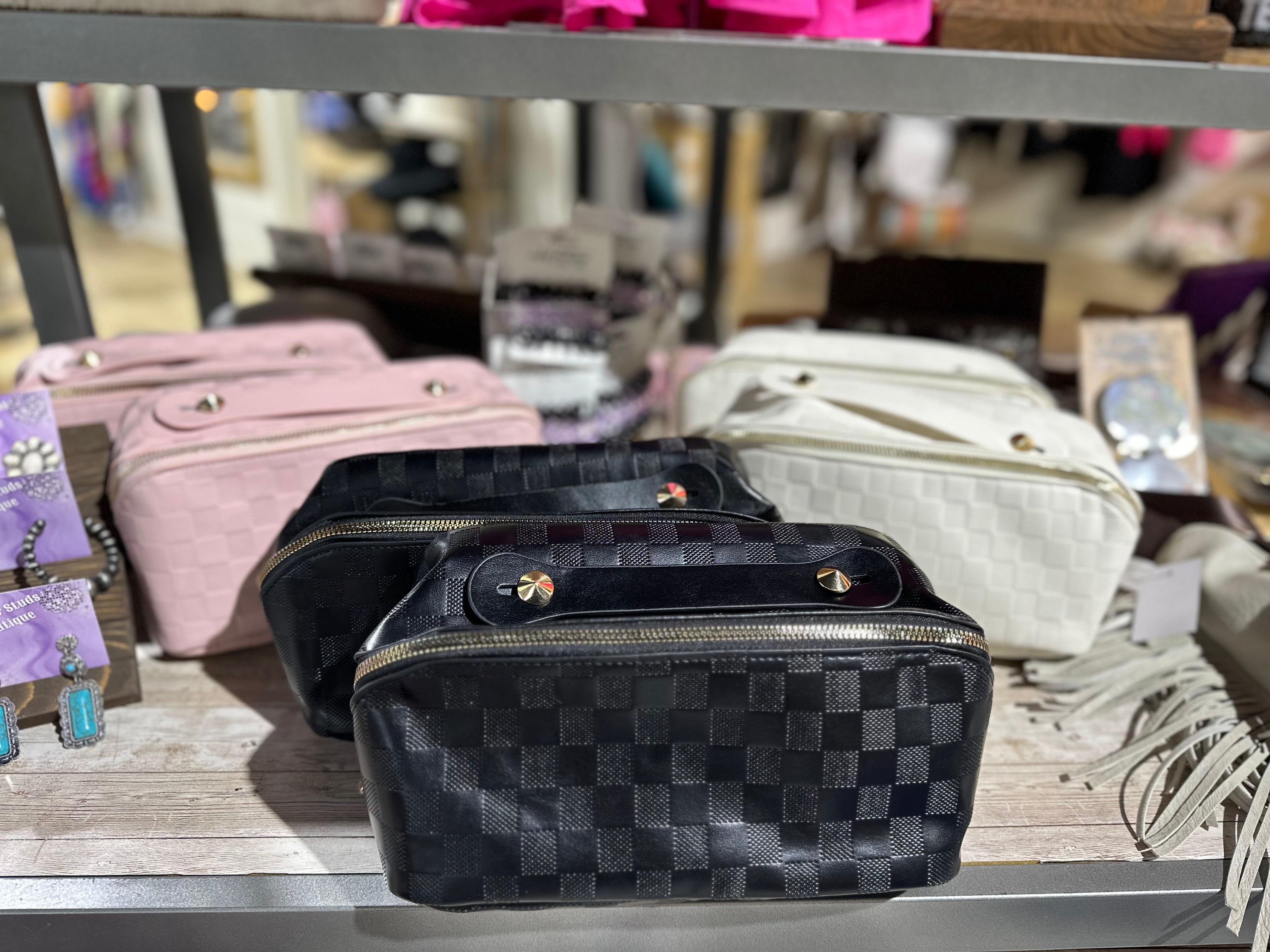 Checker Solid Cosmetic Bag