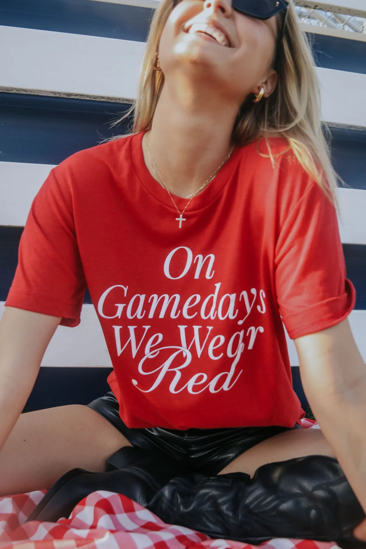 On Gamedays We Wear Red Graphic Tee