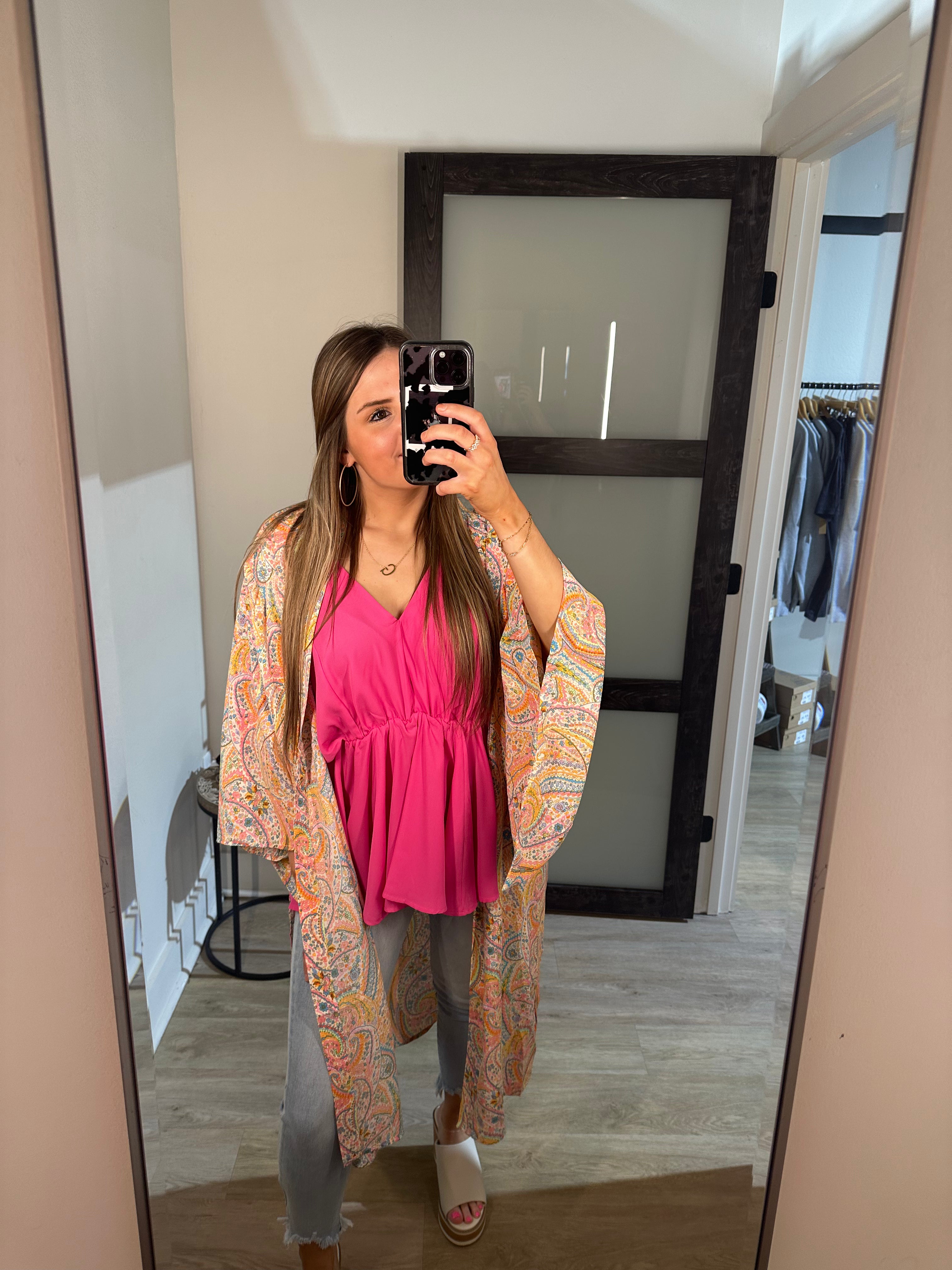Neon Paisley Print Kimono