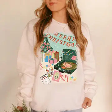 Vintage Christmas Record Sweatshirt