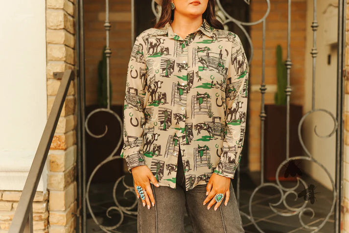 Greener Pastures Button Up