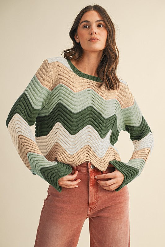 Color Block Olive Sweater