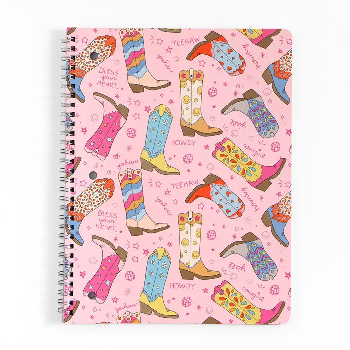 Cowgirl Boot Spiral Notepad