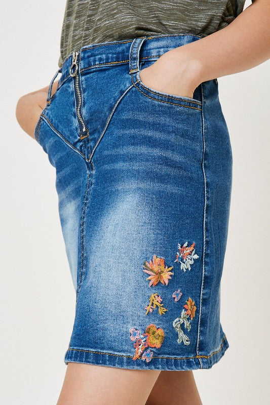 Denim Embroidered Skirt- Lil’ S&S