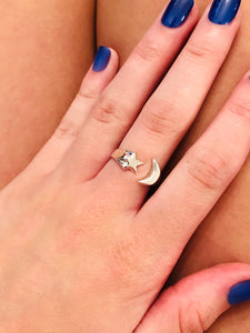 Moon/Star Sterling Silver Stacker Ring