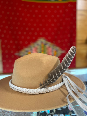Braided Leather Hat Band With Feather