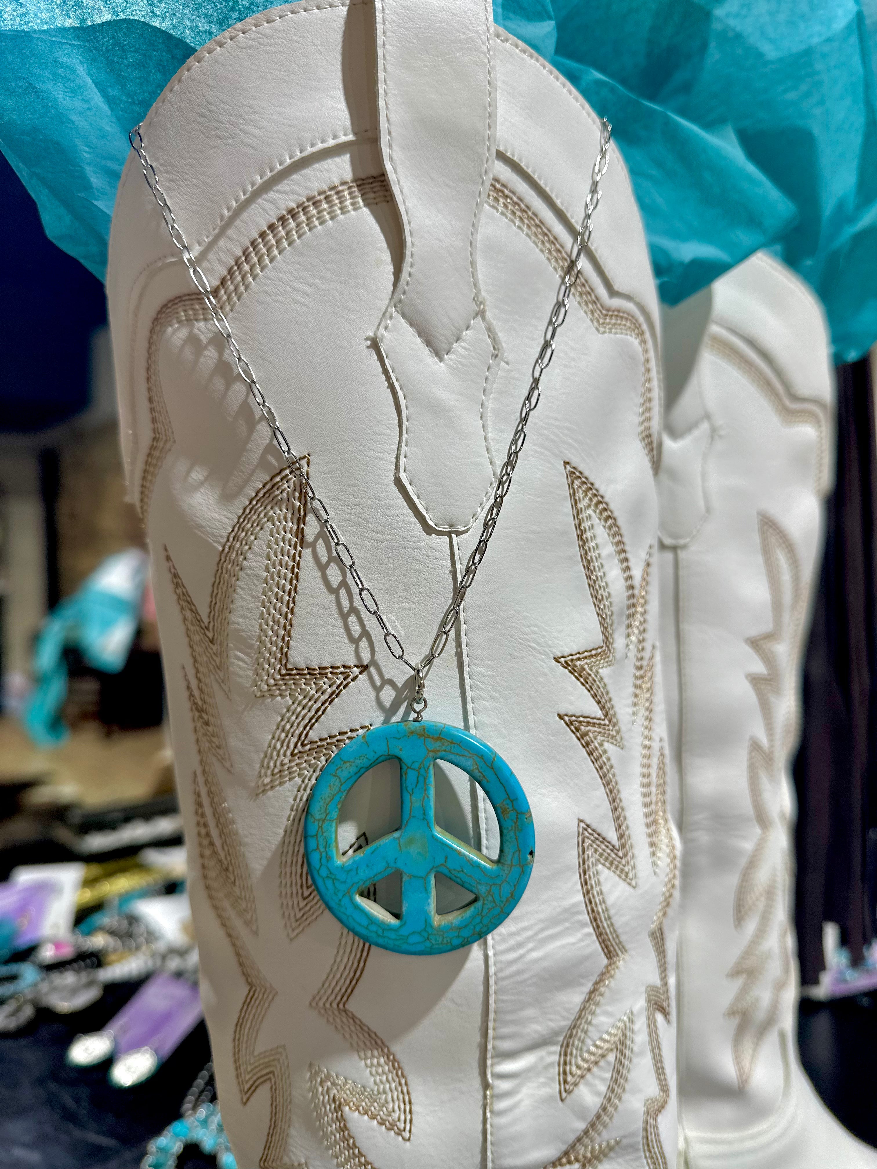 Turquoise Peace Sign Necklace