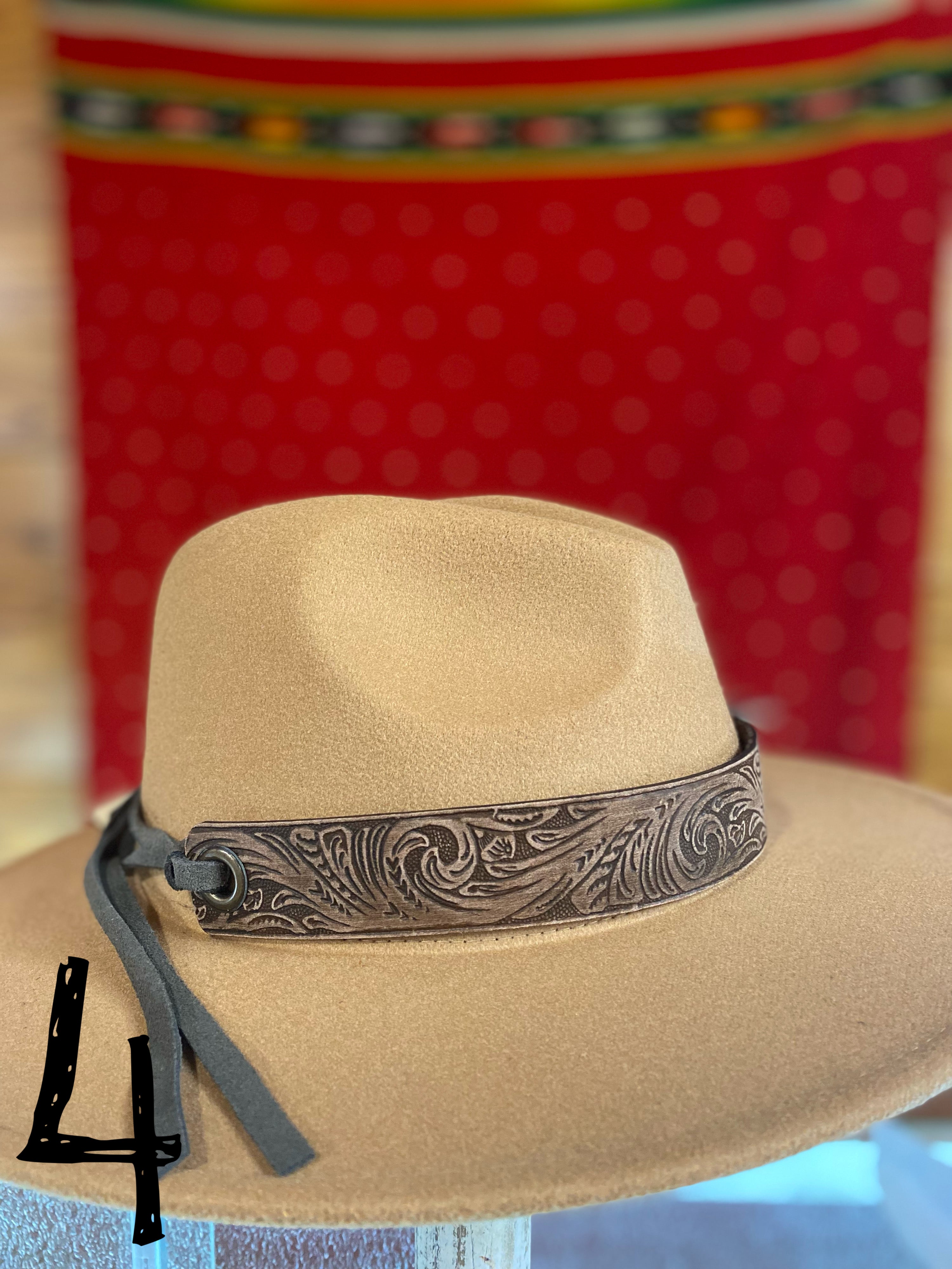 Tooled Leather Hat Band