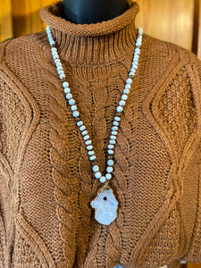 Marble Necklace With Druzy Pendant