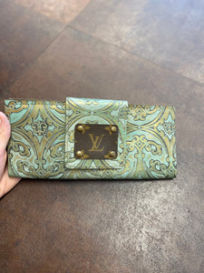 Up Cycled LV Wallet- Blue/Gold