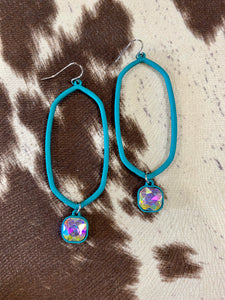 Turquoise Hoops With Gem