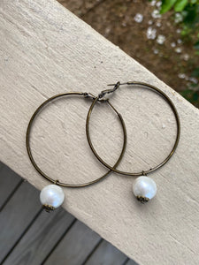 Pearl Charm Hoops