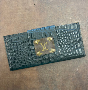 Large Black Croc Up Cycled Wallet