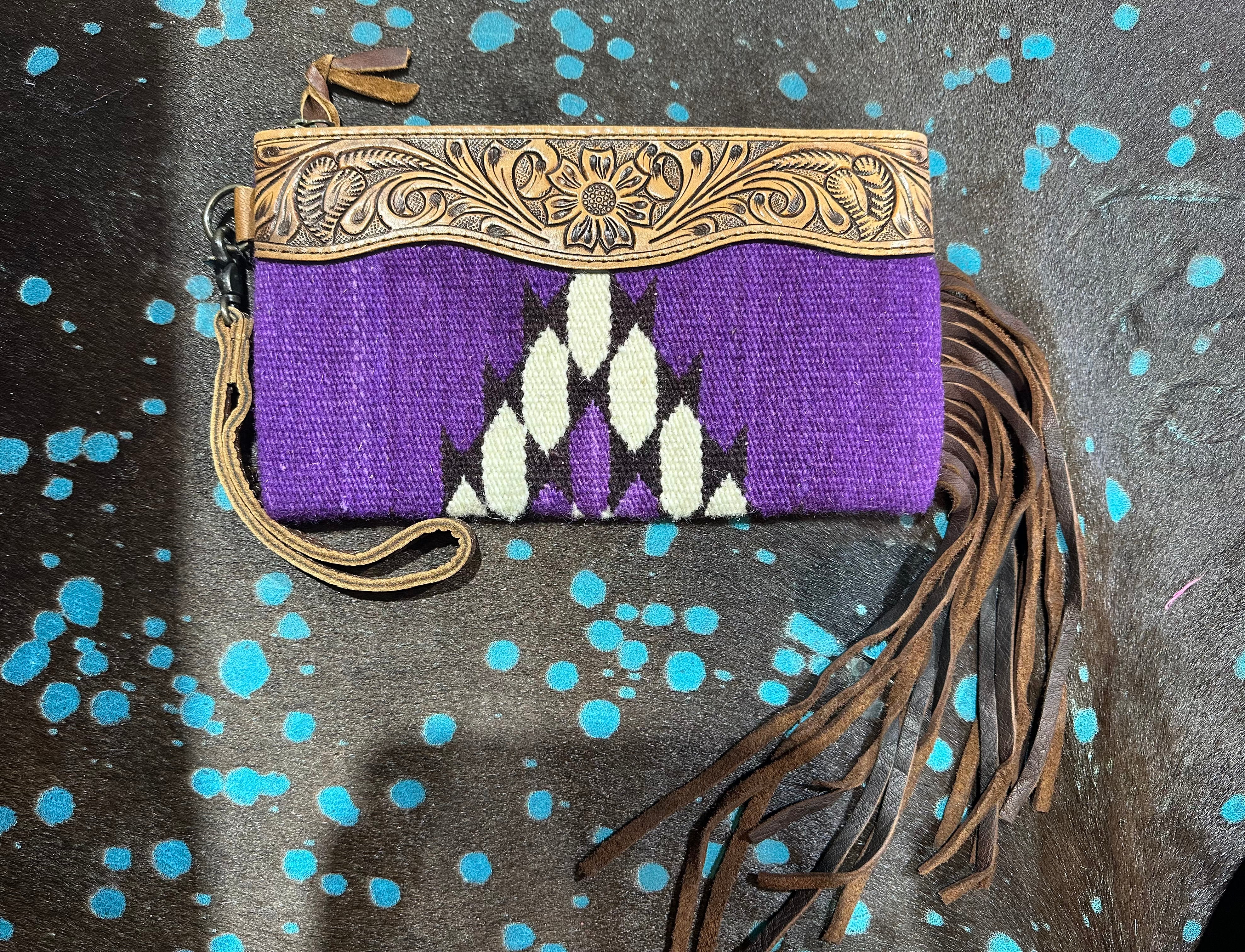 Purple Aztec Wristlet Crossbody