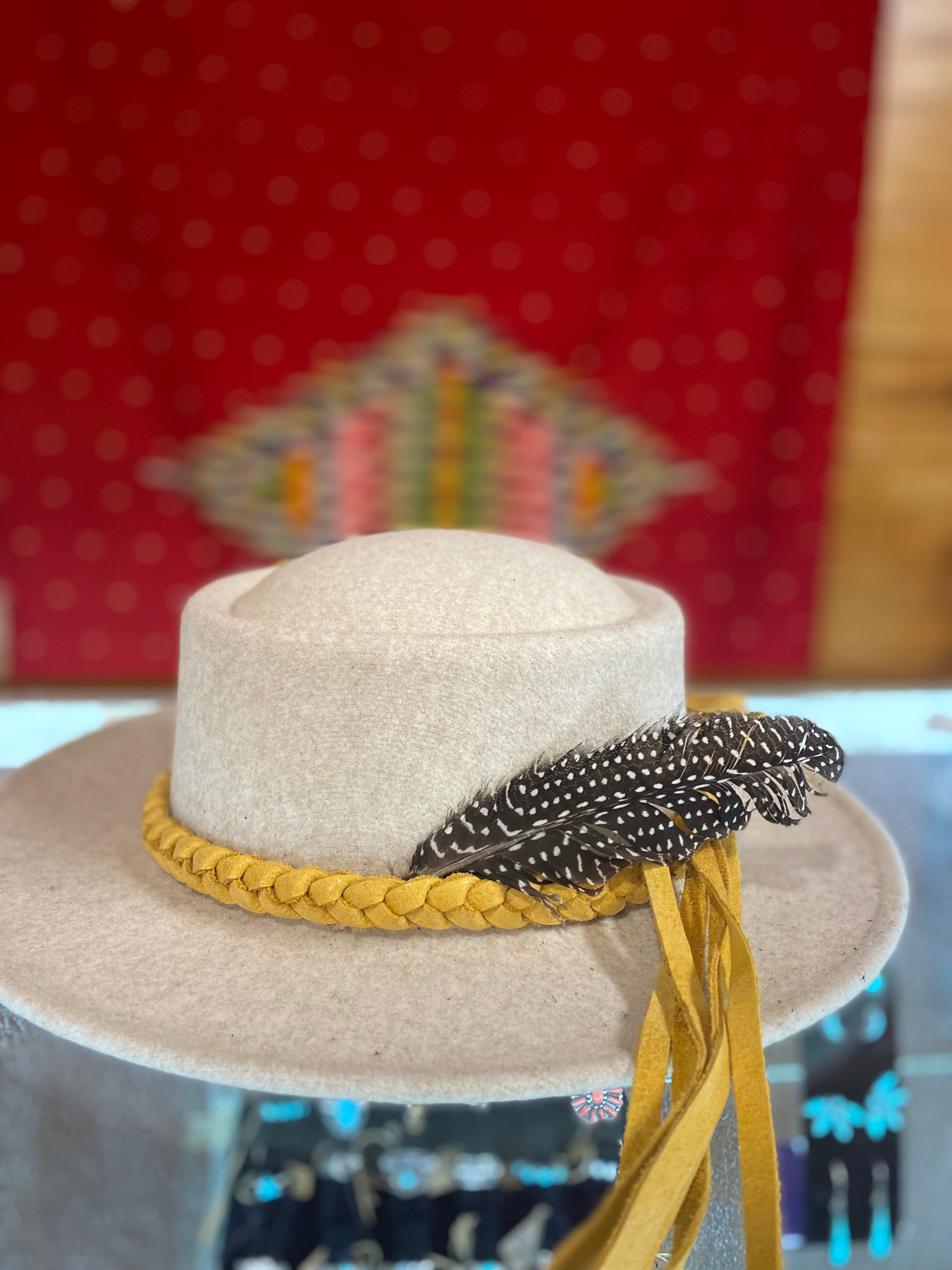 Braided Leather Hat Band With Feather – Stars and Studs Boutique