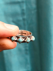 5 Square Stacker Turquoise Ring