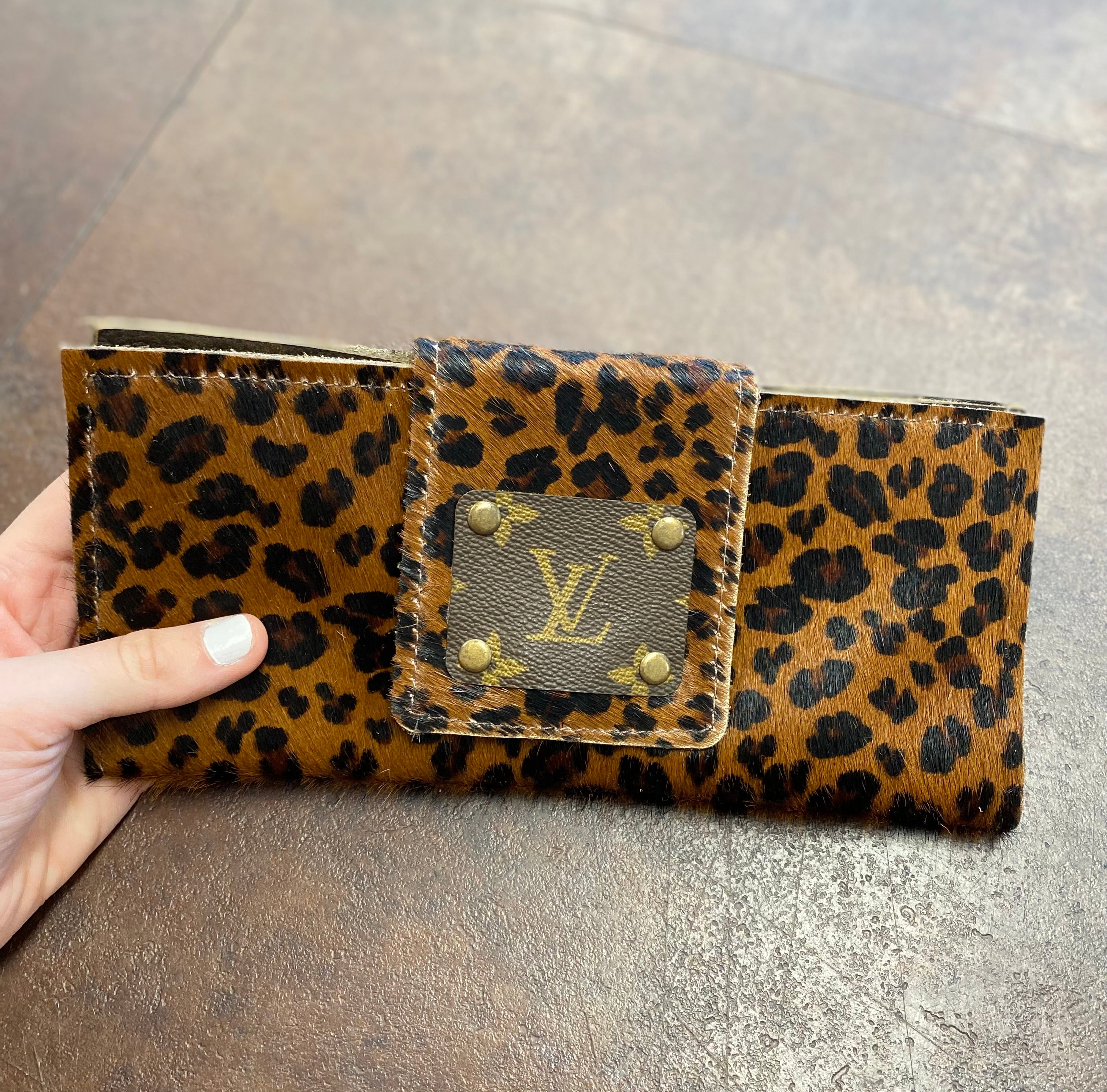 Up Cycled LV Wallet- Dark Leopard