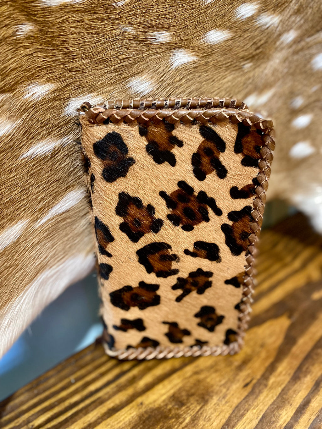 Leopard Print Cowhide Wallet Crossbody
